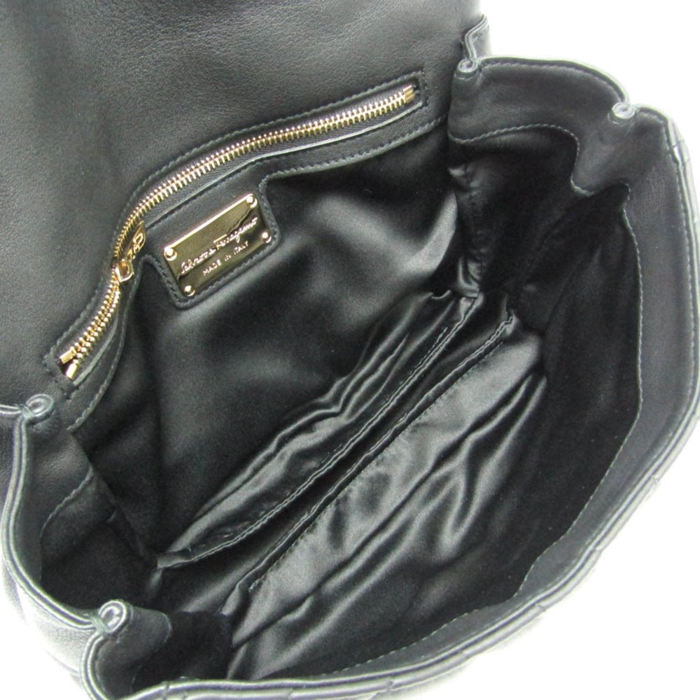 Salvatore Ferragamo Stitch AU-21 G383 Women's Leather Shoulder Bag Black - Picture 3 of 10